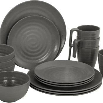 Bo-Camp Tableware 100% Melamine 16 Parts Stone Grey kép