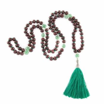 Bodhi Yoga Bodhi Mala nyaklánc Rosewood / Onyx zöld bojttal, 108 gyöngy kép