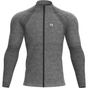 Compressport SEAMLESS ZIP SWEATSHIRT Férfi pulóver, szürke, méret kép