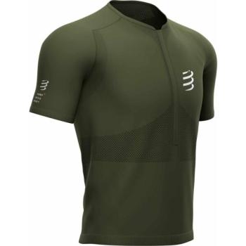 Compressport TRAIL HALF-ZIP FITTED SS TOP Férfi futómez, khaki, méret kép