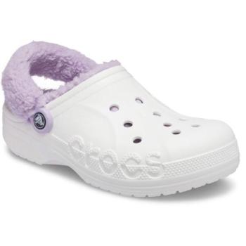 Crocs BAYA LINED FUZZ STRAP CLOG Női papucs, fehér, méret 37/38 kép