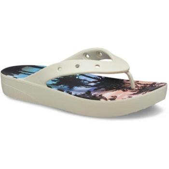 Crocs CLASSIC PLATFORM RETRO RESORT FLIP Uniszex flip-flop papucs, bézs, méret 36/37 kép