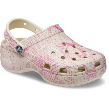 Crocs CLASSIC PLATFORM SNAKEPRINT CLOG W Női szandál, bézs, méret 36/37 kép