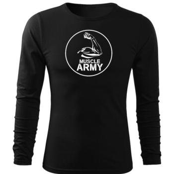 DRAGOWA Fit-T hosszú ujjú póló muscle army biceps, fekete 160g/m2 kép