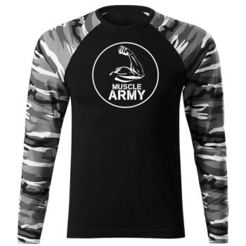 DRAGOWA Fit-T hosszú ujjú póló muscle army biceps, metro 160g/m2 kép