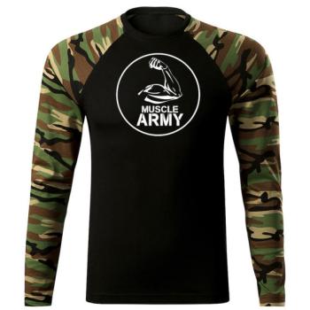 DRAGOWA Fit-T hosszú ujjú póló muscle army biceps, woodland 160g/m2 kép