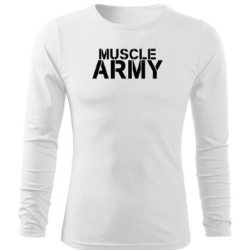 DRAGOWA Fit-T hosszú ujjú póló muscle army , fehér 160g/m2 kép