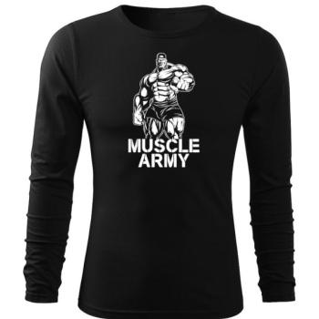 DRAGOWA Fit-T hosszú ujjú póló muscle army man, fekete 160g/m2 kép