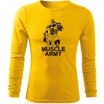 DRAGOWA Fit-T hosszú ujjú póló muscle army man, sárga 160g/m2 kép