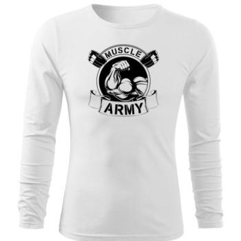 DRAGOWA Fit-T hosszú ujjú póló muscle army original, fehér 160g/m2 kép