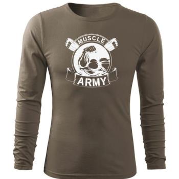 DRAGOWA Fit-T hosszú ujjú póló muscle army original, oliva 160g/m2 kép