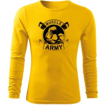 DRAGOWA Fit-T hosszú ujjú póló muscle army original, sárga 160g/m2 kép