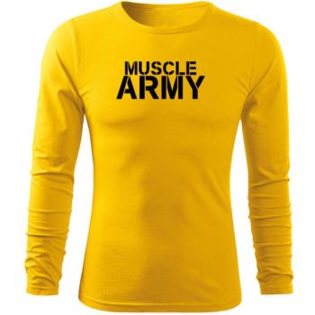 DRAGOWA Fit-T hosszú ujjú póló muscle army, sárga 160g/m2 kép