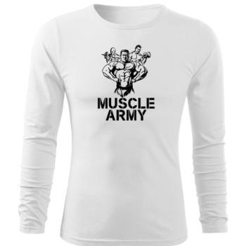 DRAGOWA Fit-T hosszú ujjú póló muscle army team, fehér 160g/m2 kép