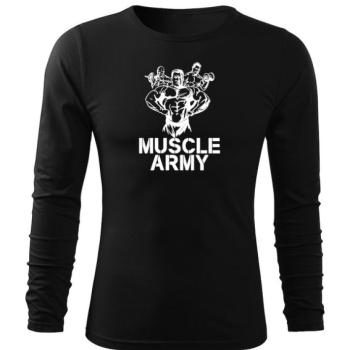 DRAGOWA Fit-T hosszú ujjú póló muscle army team, fekete 160g/m2 kép