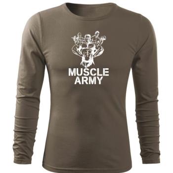 DRAGOWA Fit-T hosszú ujjú póló muscle army team, oliva 160g/m2 kép