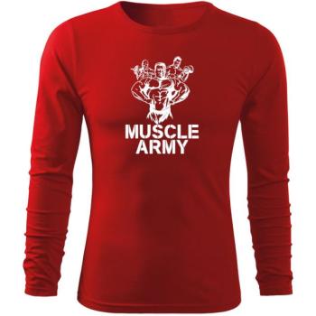 DRAGOWA Fit-T hosszú ujjú póló muscle army team, piros 160g/m2 kép