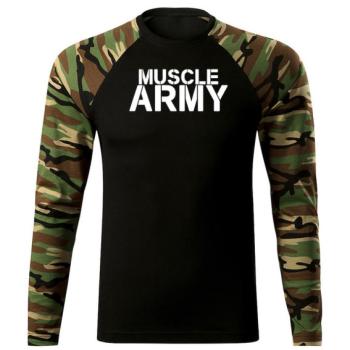 DRAGOWA Fit-T hosszú ujjú póló muscle army, woodland 160g/m2 kép