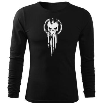 DRAGOWA Fit-T hosszú ujjú póló skull, fekete 160g/m2 kép