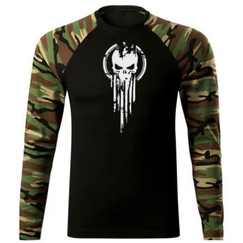 DRAGOWA Fit-T hosszú ujjú póló skull, woodland 160g/m2 kép