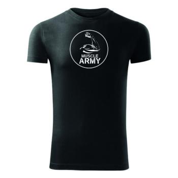 DRAGOWA fitness póló muscle army biceps, fekete 180g/m2 kép