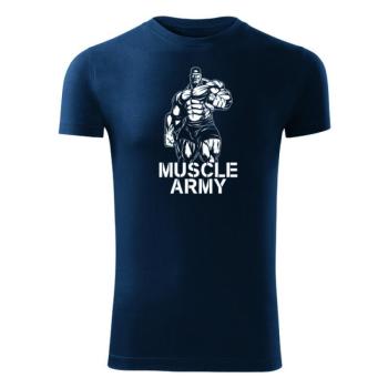 DRAGOWA fitness póló muscle army man, kék 180g/m2 kép