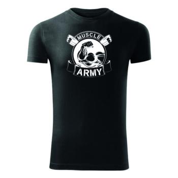 DRAGOWA fitness póló muscle army original, fekete 180g/m2 kép