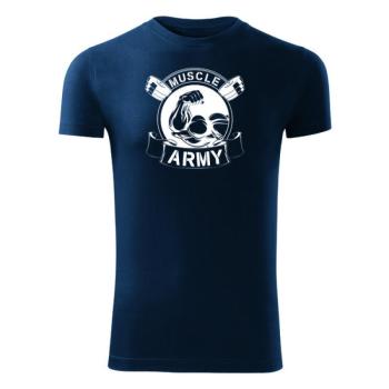 DRAGOWA fitness póló muscle army original, kék 180g/m2 kép