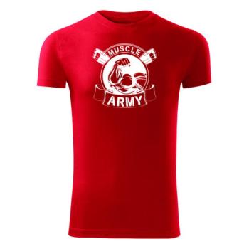 DRAGOWA fitness póló muscle army original, piros 180g/m2 kép