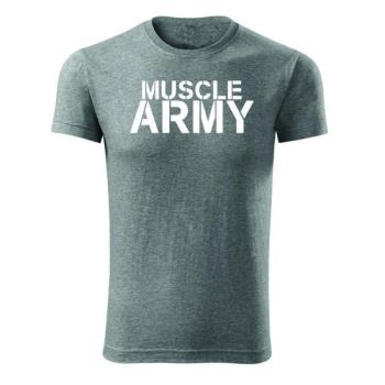 DRAGOWA fitness póló muscle army, szürke 180g/m2 kép