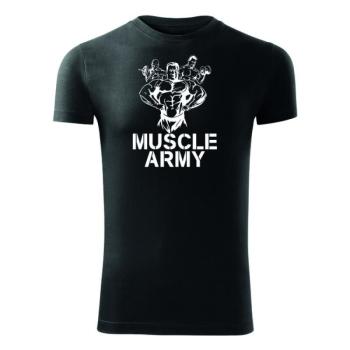 DRAGOWA fitness póló muscle army team, fekete 180g/m2 kép