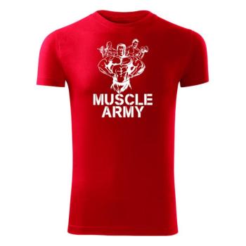 DRAGOWA fitness póló muscle army team, piros 180g/m2 kép