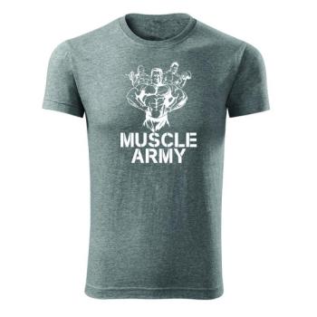 DRAGOWA fitness póló muscle army team, szürke 180g/m2 kép