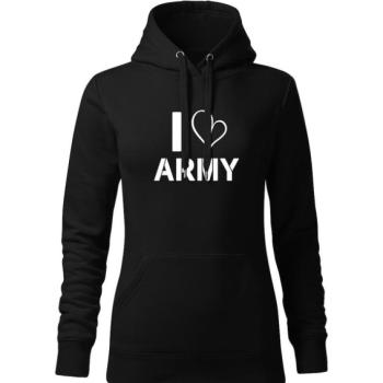 DRAGOWA kapucnis női pulóver i love army, fekete 320g / m2 kép