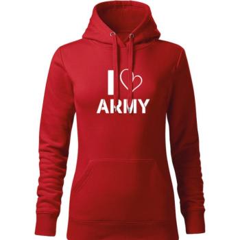 DRAGOWA kapucnis női pulóver I love army, piros 320g / m2 kép