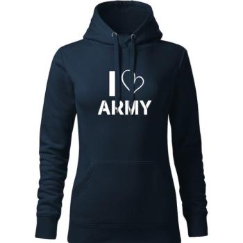 DRAGOWA kapucnis női pulóver i love army, sötétkék 320g / m2 kép