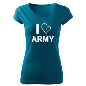 DRAGOWA női pólói love army, petrol blue 150g/m2 kép