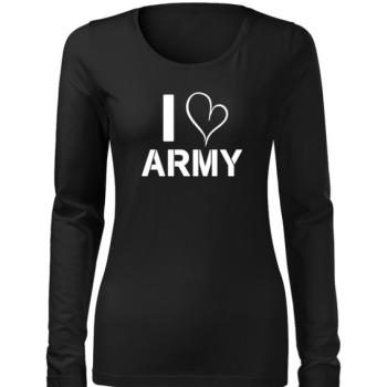 DRAGOWA Slim női hosszú ujjú póló i love army, fekete 160g/m2 kép