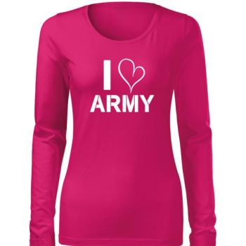 DRAGOWA Slim női hosszú ujjú póló i love army, rózsaszín 160g/m2 kép