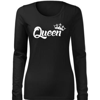 DRAGOWA Slim női hosszú ujjú póló queen, fekete 160g/m2 kép