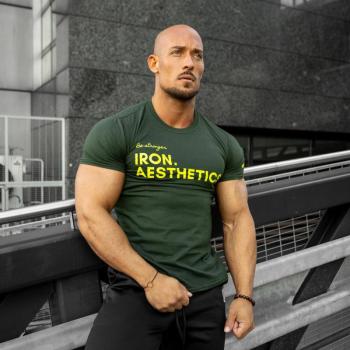 Férfi fitness póló Iron Aesthetics Be Stronger, zöld kép