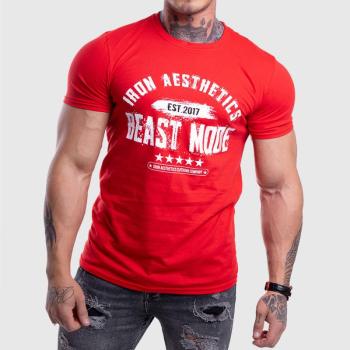 Férfi fitness póló Iron Aesthetics Beast Mode Est. 2017, piros kép