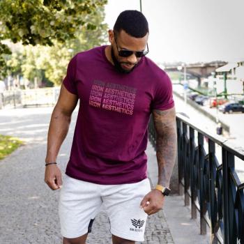 Férfi fitness póló Iron Aesthetics Shades, bordó kép