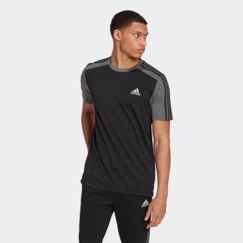 Férfi rövid ujjú póló fitnesz edzéshez, fekete, szürke Adidas kép