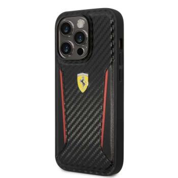 Ferrari PU karbon hátlap iPhone 14 Pro fekete borítóhoz kép