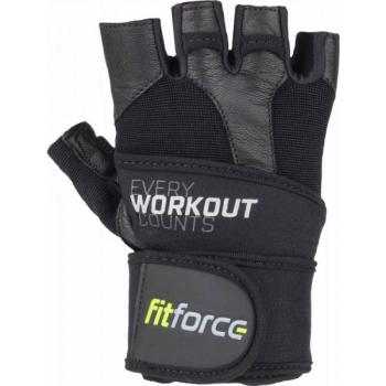 Fitforce LINEAR Bőr fitness kesztyű, fekete, méret kép