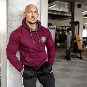 Fitness pulóver cipzár nélkül Iron Aesthetics Badge, bordó kép