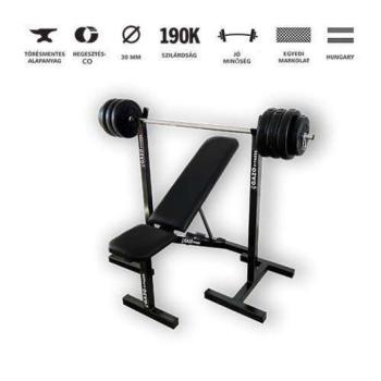 GazoFitness®Mobil Állvány +Dönthető Pad+ Egykezes súlyzó /Össz 37kg/ kép