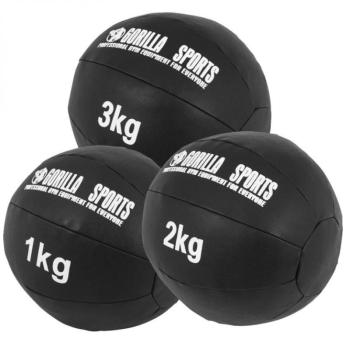 Gorilla Sports Bőr medicinlabda szett fekete 6 kg 3 db kép