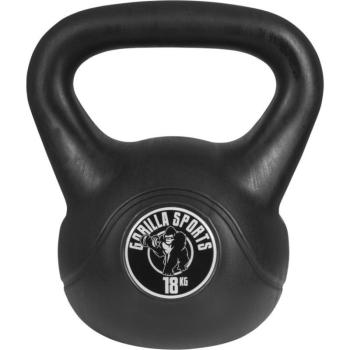 Gorilla Sports Kettlebell súlyzó műanyag 18 kg fekete kép